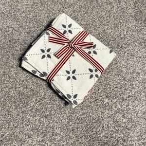 Festive Gray and Red Holiday Napkin Set